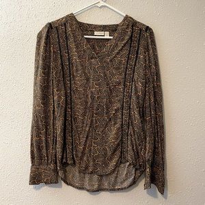 Hinge S Blouse black with yellow floral print